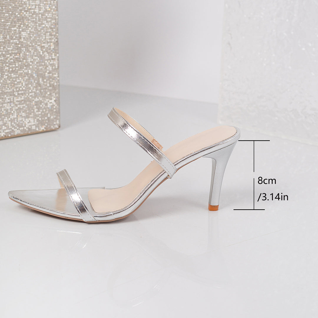 Damen Elegante Slingback Sandalen mit transparentem Mittelteil und modischem Absatz EB