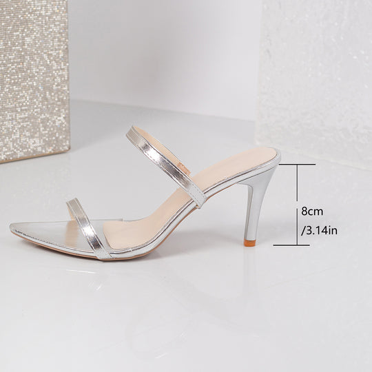 Damen Elegante Slingback Sandalen mit transparentem Mittelteil und modischem Absatz EB