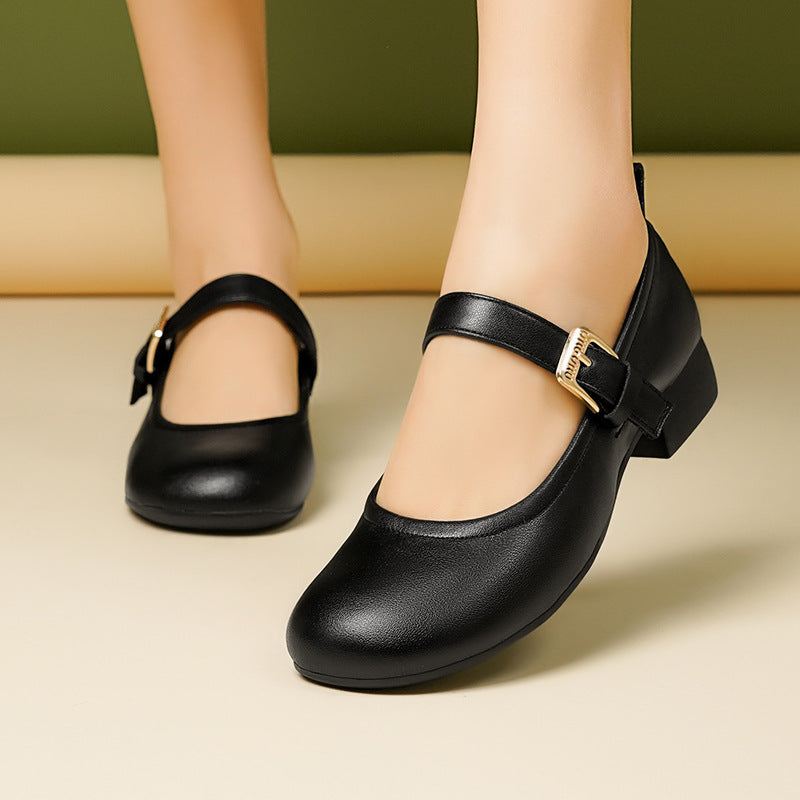 Damen Mary Jane Ballerinas mit rutschfester Sohle und verstellbarem Riemen EB