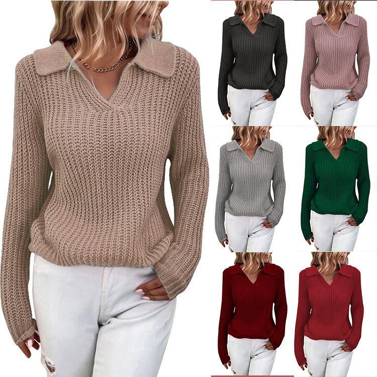 Damen Strickpullover mit strukturiertem Design und klassischem Kragen EB