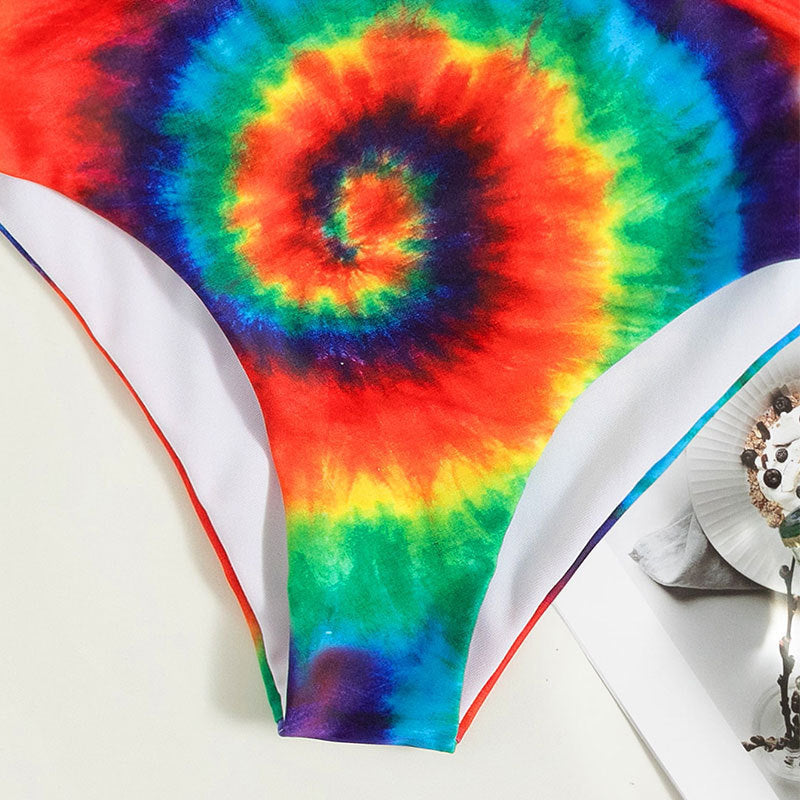 Damen Crop-Top Bikini-Set mit lebhaftem Spiral-Muster EB