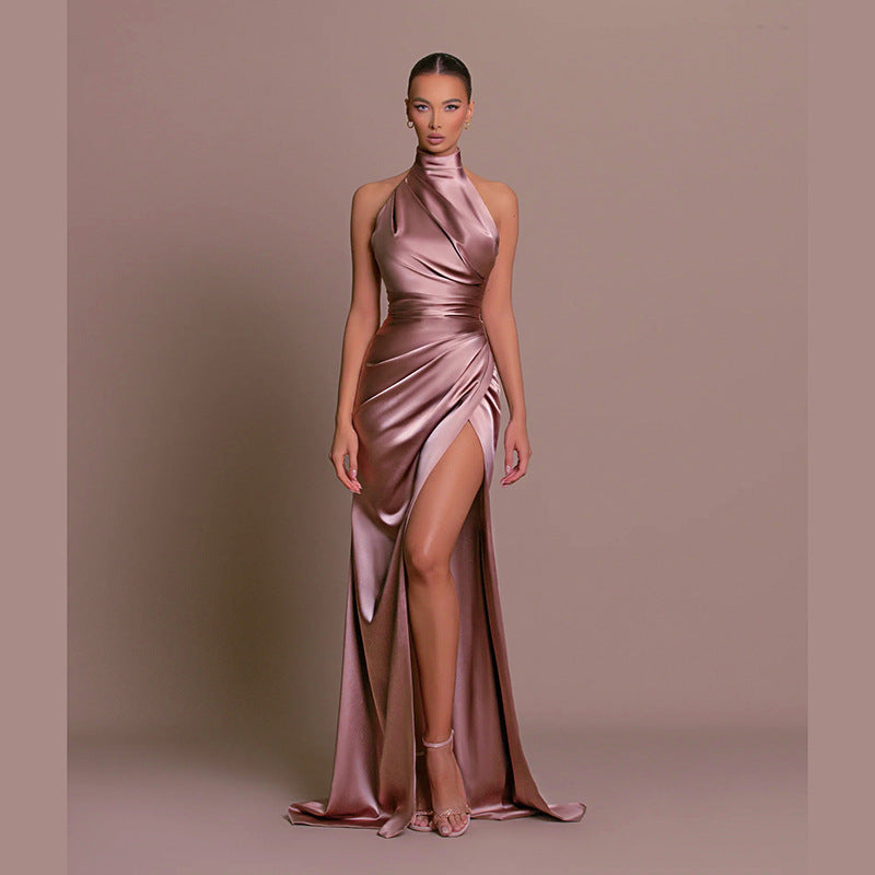 Damen Hochgeschlossenes Abendkleid mit verführerischem Schlitz EB