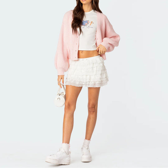Damen Rüschenshort mit eleganter Spitzenverzierung EB