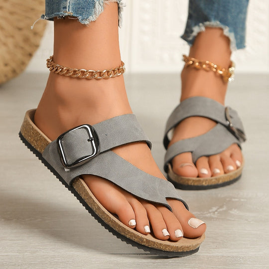 Damen Komfortable Zehentrenner-Sandalen mit verstellbarem Riemen EB