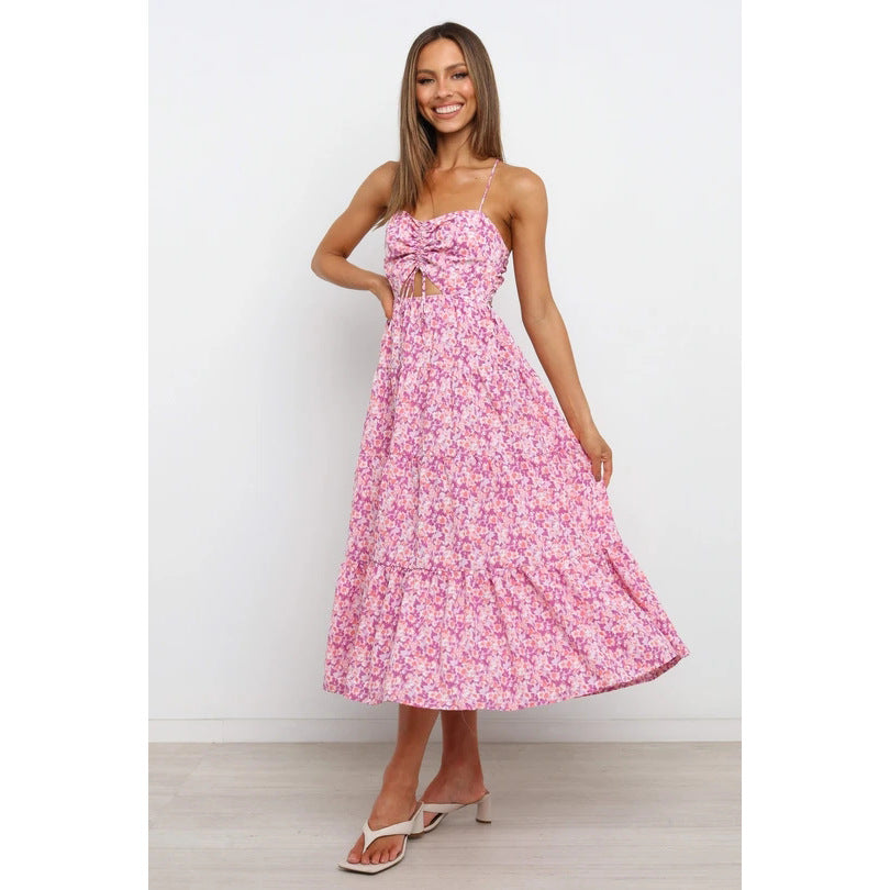 Damen Maxikleid mit raffiniertem Cut-Out und fließendem Rock EB