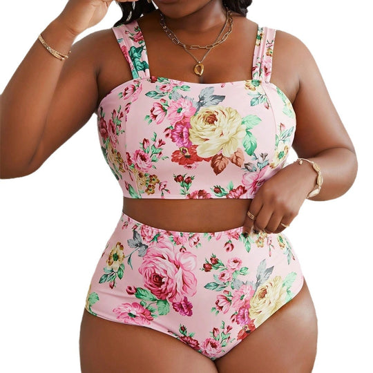 Damen Hochtailliertes Bikini-Set mit floralem Design EB