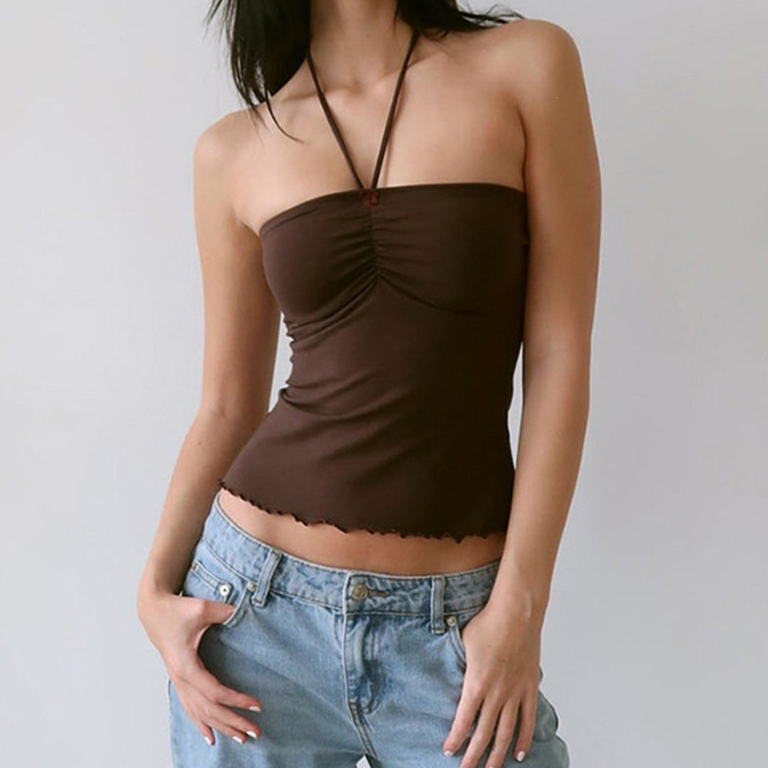 Damen Bandeau-Top mit raffinierten Raffungselementen und verstellbaren Trägern EB