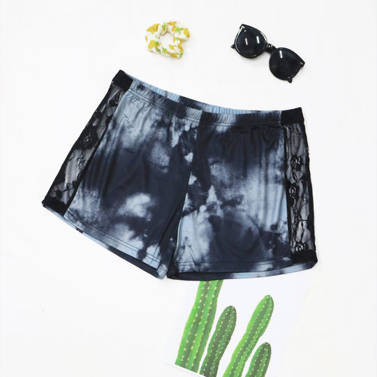 Damen lässiges Cropped T-Shirt mit Wolkenmuster EB
