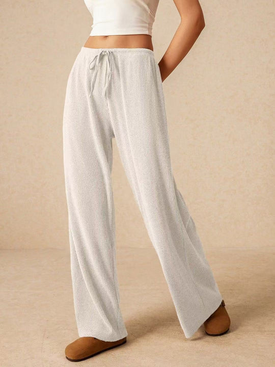 Damen weite Strickhose mit verstellbarem Bund und seitlichen Taschen EB