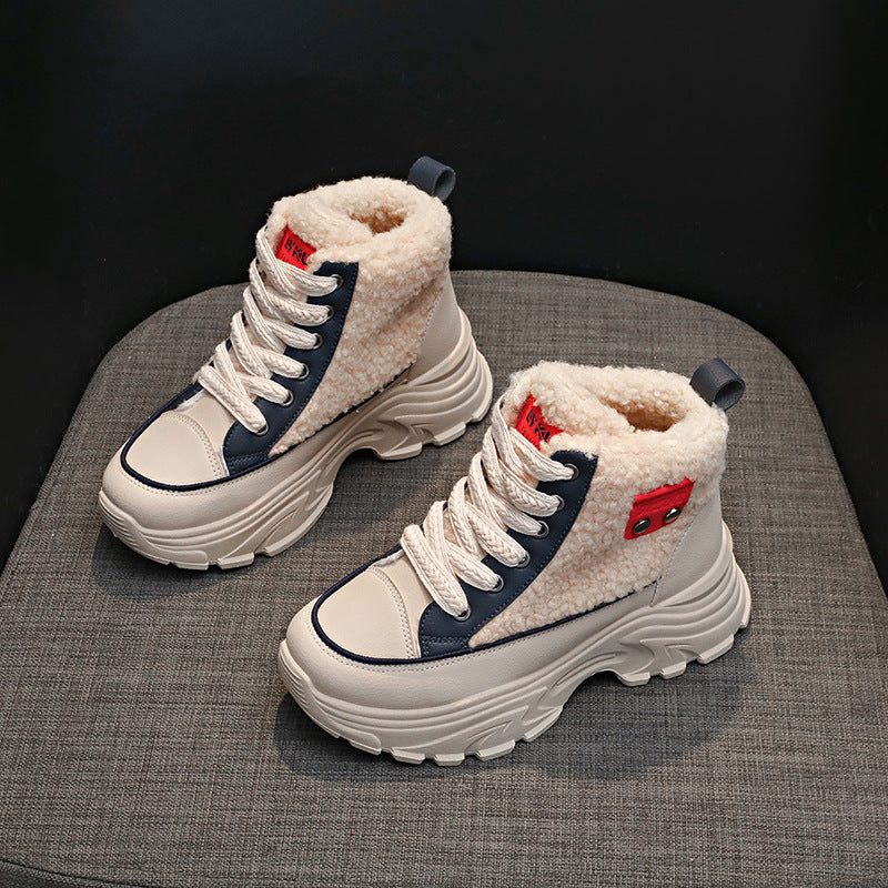 Damen Winterliche High-Top Sneaker mit kuscheligem Fleece-Futter und rutschfester Sohle EB