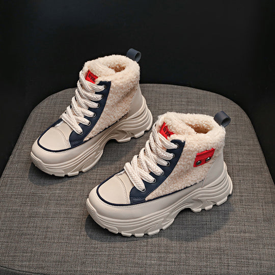 Damen Winterliche High-Top Sneaker mit kuscheligem Fleece-Futter und rutschfester Sohle EB