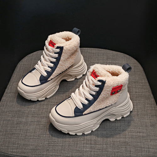 Damen Winterliche High-Top Sneaker mit kuscheligem Fleece-Futter und rutschfester Sohle EB