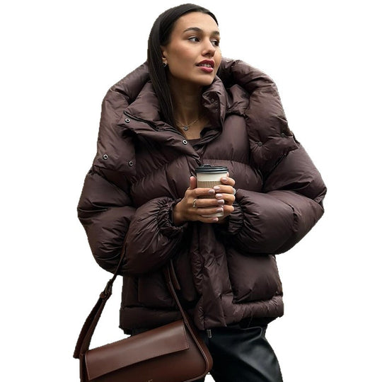 EB | Damen Gesteppte Winterjacke mit Oversized Kapuze – Warm, Wasserabweisend & Modern