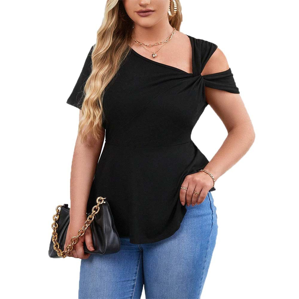 Damen Oberteil mit asymmetrischem Cut-Out und raffiniertem Wickeldesign EB