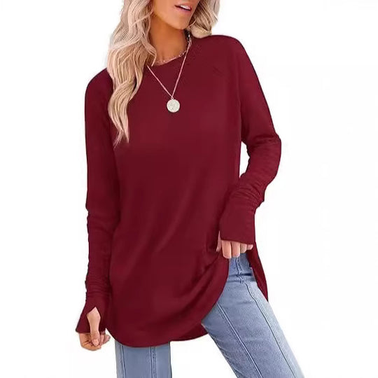 Damen lässiger Langarmshirt mit modernem Schnitt EB