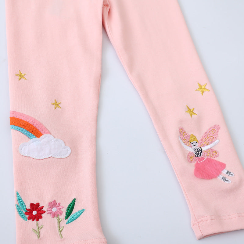 Mädchen Leggings mit verspieltem Feen- und Regenbogen-Design EB