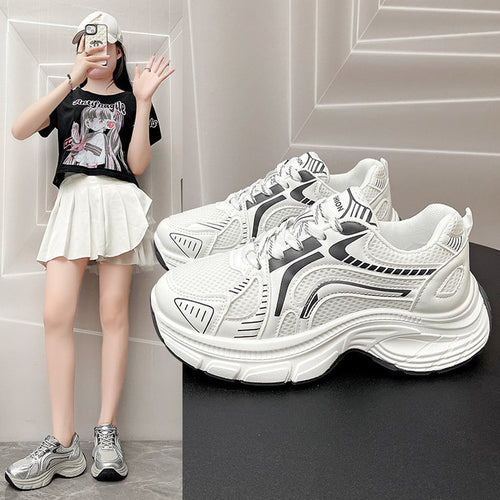 Damen modische Lauf-Sneaker mit glänzendem Obermaterial und dämpfender Sohle EB