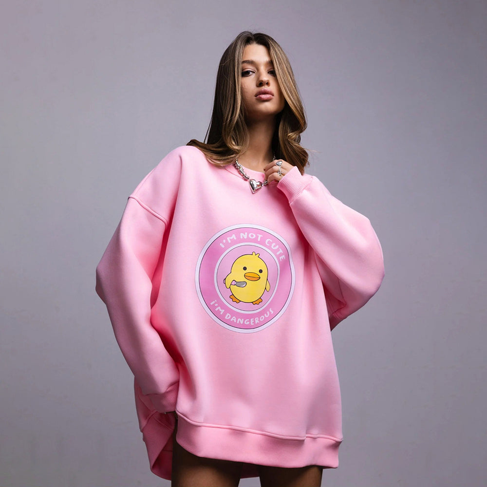 Damen lässiger Sweatshirt mit kontrastivem Druck EB
