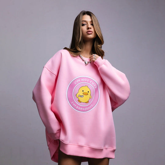 Damen lässiger Sweatshirt mit kontrastivem Druck EB