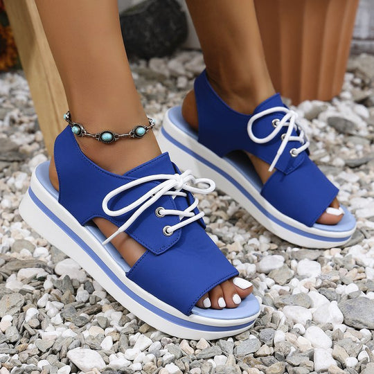 Damen Sneaker-Sandalen mit offener Zehenpartie und elastischem Schnürdesign EB