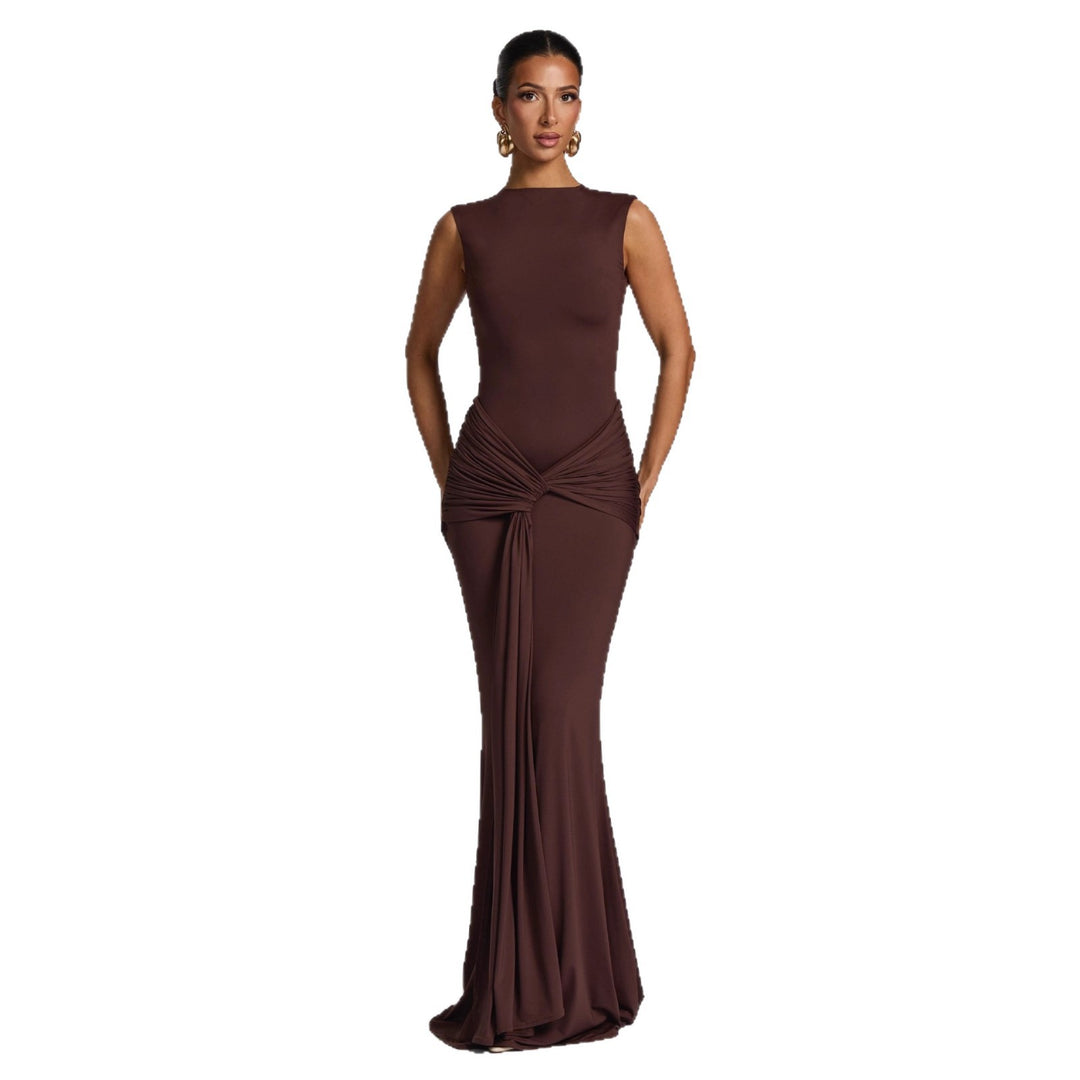 Damen Maxikleid mit stilvollem Wickel-Design und figurformender Silhouette EB