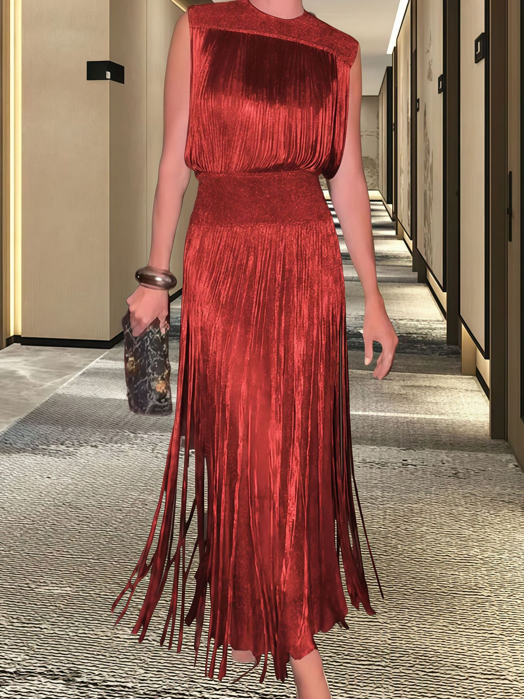 Damen Elegantes Abendkleid mit schwingendem Saum EB