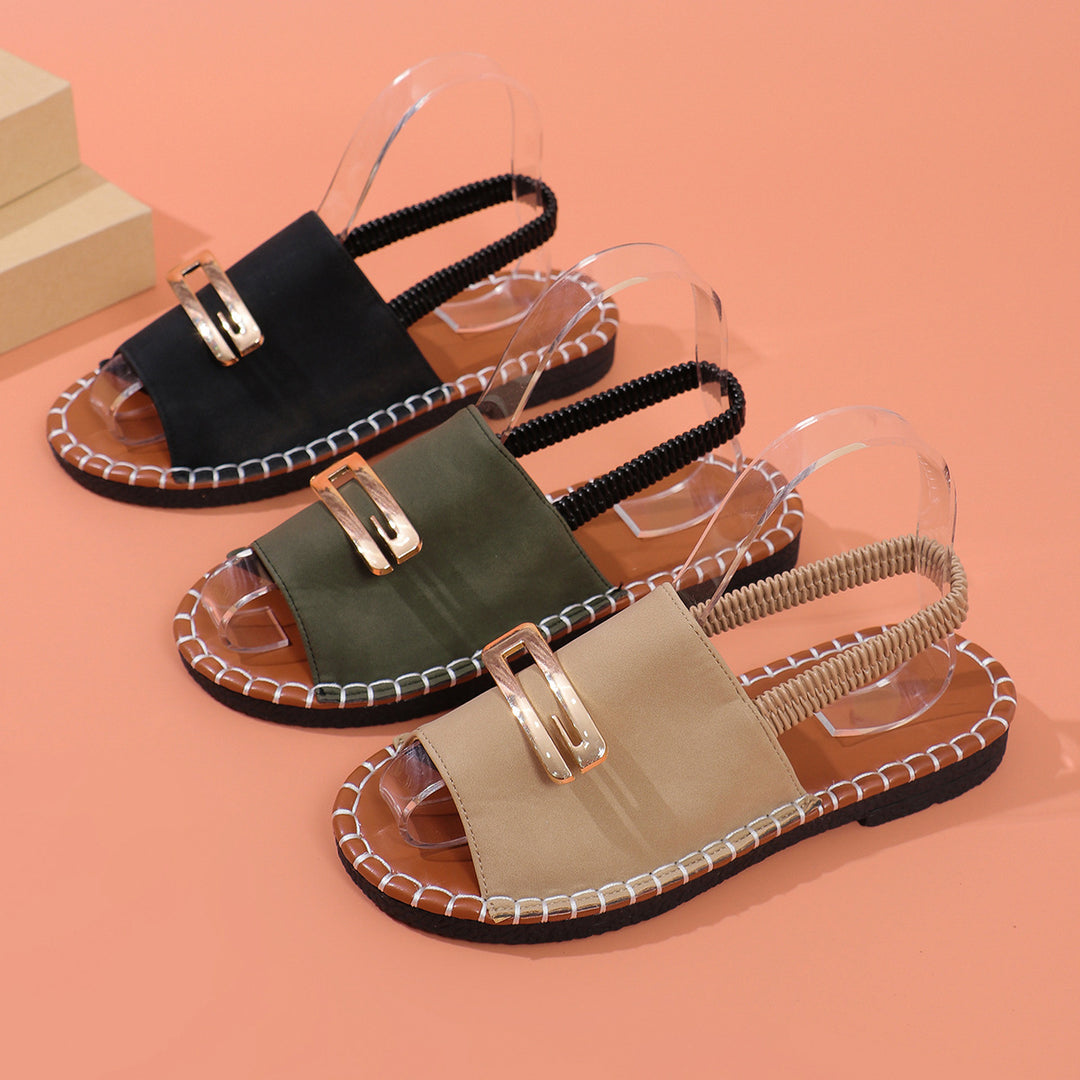 Damen Slingback Sandalen mit dekorativem Riemen und rutschfester Sohle EB