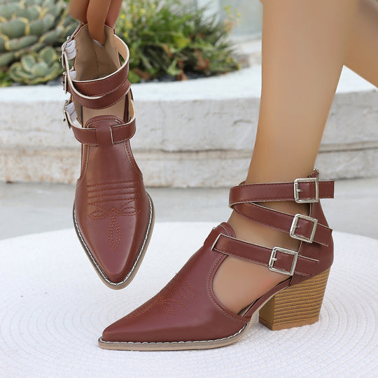 Damen Elegante Schnürsandalen mit blockiertem Absatz EB