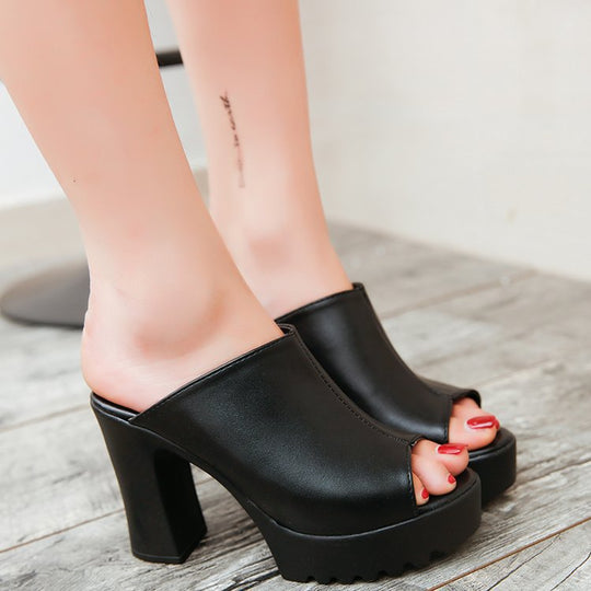 Damen Plateausandalen mit elegantem Blockabsatz und geöffnetem Zehenbereich EB