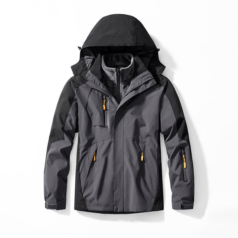 Herren dreiteilige Softshell- und Fleece-Outdoorjacke mit wasserdichter Membran und Kapuze EB