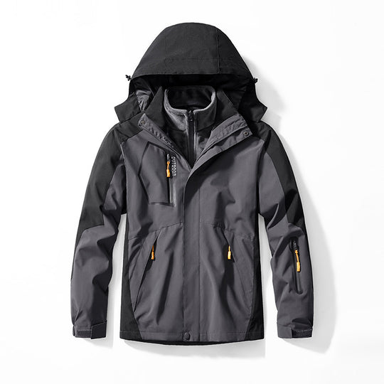 Herren dreiteilige Softshell- und Fleece-Outdoorjacke mit wasserdichter Membran und Kapuze EB