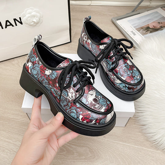 Damen Modische Plateausneaker mit floralem Muster und ausgefallenem Design EB