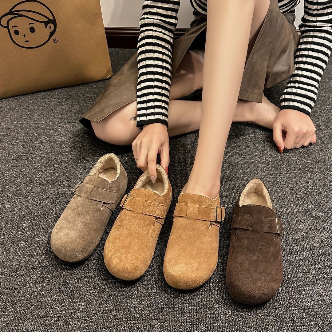 Damen Hausschuhe mit warmem Futter und eleganter Schnalle EB