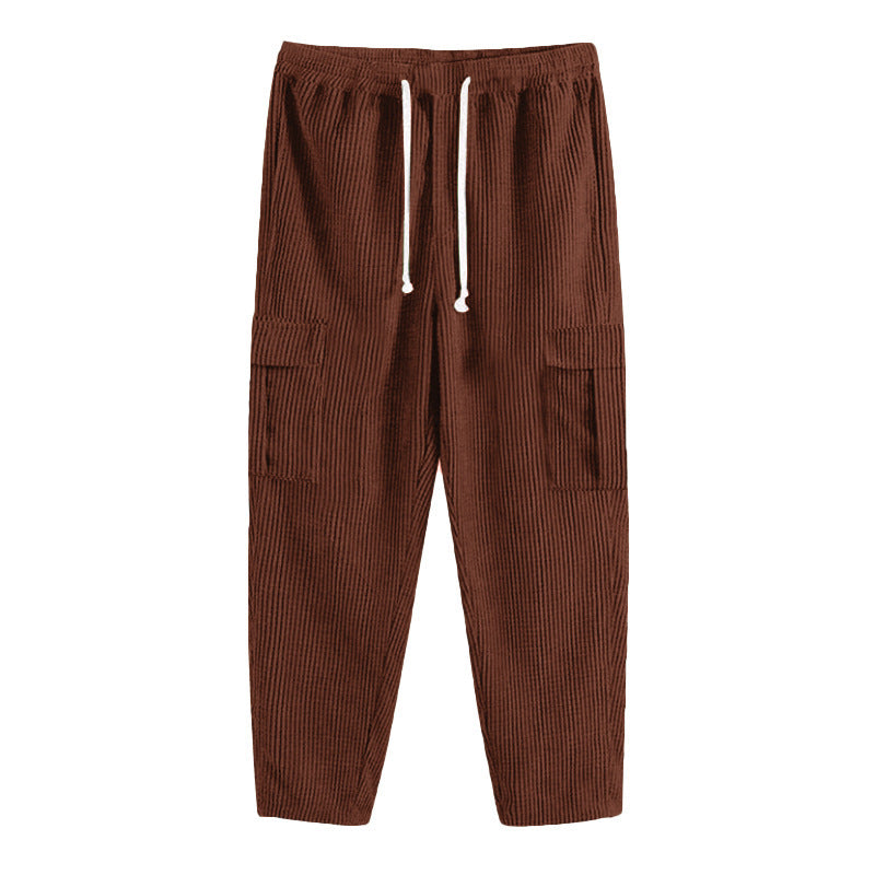 Herren Cord-Cargo-Hose mit elastischem Bund, Kordelzug & aufgesetzten Klappentaschen EB