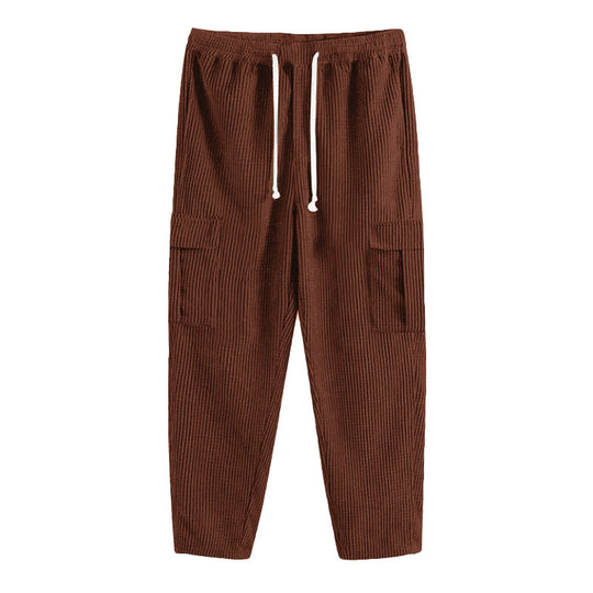 Herren Cord-Cargo-Hose mit elastischem Bund, Kordelzug & aufgesetzten Klappentaschen EB