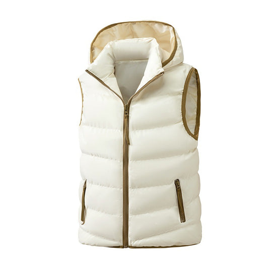 Damen leichte Steppweste mit ergonomischer Kapuze, synthetischer Thermofüllung und kontrastierter Einfassung EB