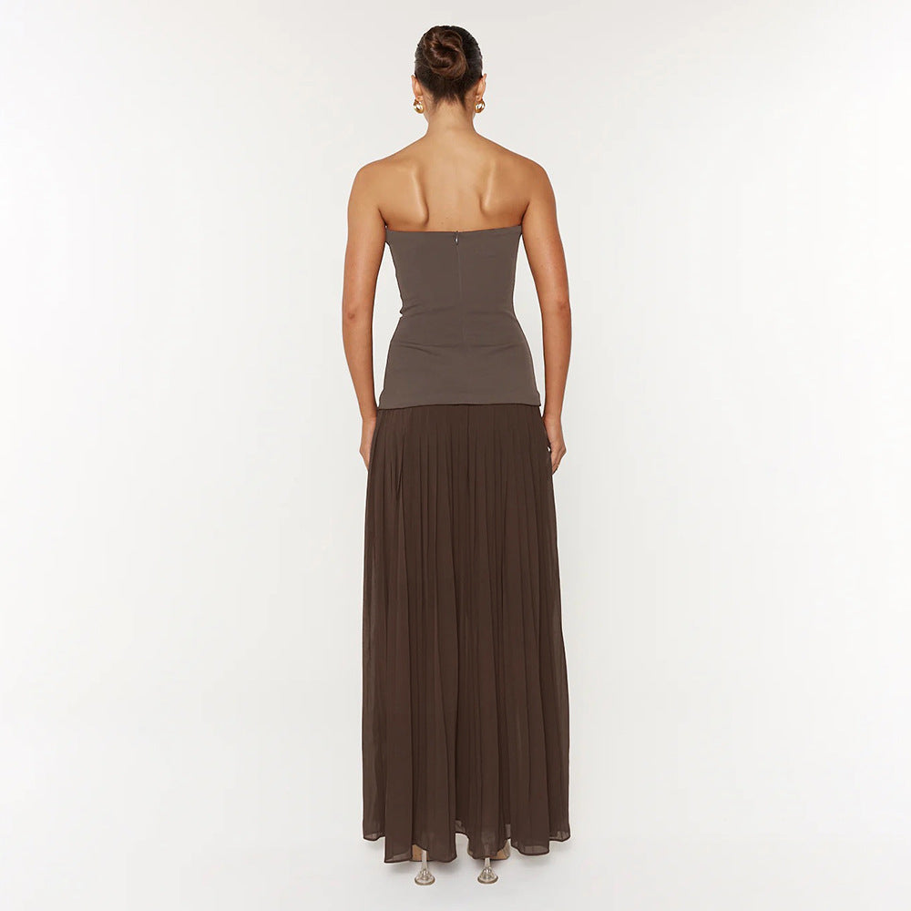 Damen Elegantes Maxikleid mit tailliertem Oberteil und fließendem Rock EB