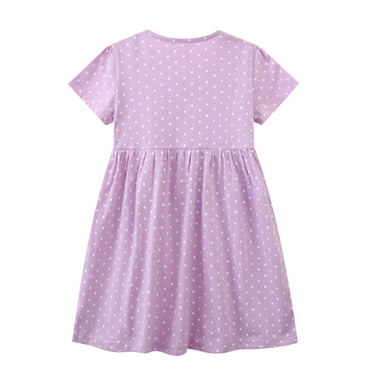 Mädchen Freizeitkleid mit liebevollem Tier- und Blütenmotiv EB