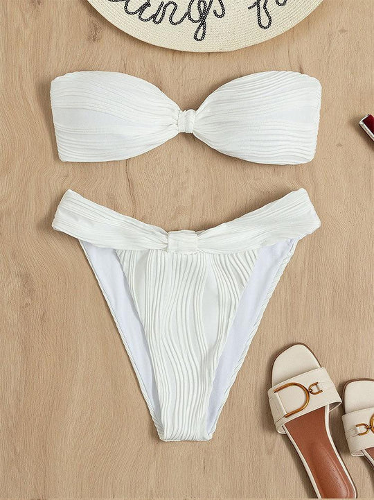 Damen Bandeau-Bikini mit dekorativem Wickeldetail EB