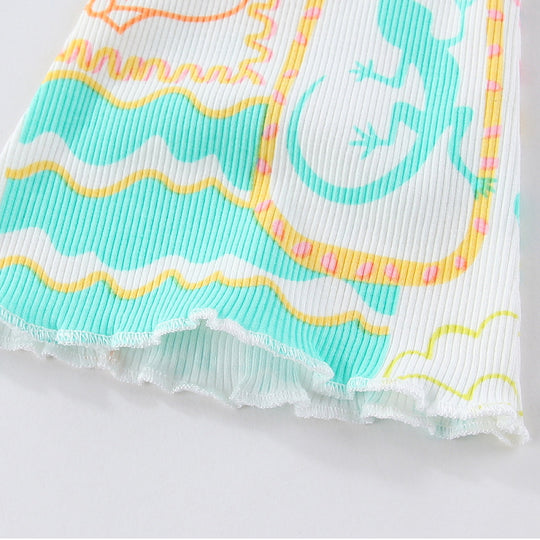 Mädchen Leggings mit buntem Strandmotiv EB