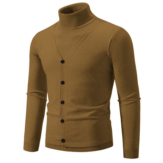 Herren Strickpullover mit hohem Kragen und strukturiertem Design EB