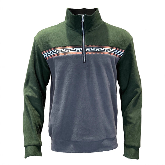 Herren Fleece-Pullover mit stylishem Stehkragen und farblich abgesetztem Muster EB