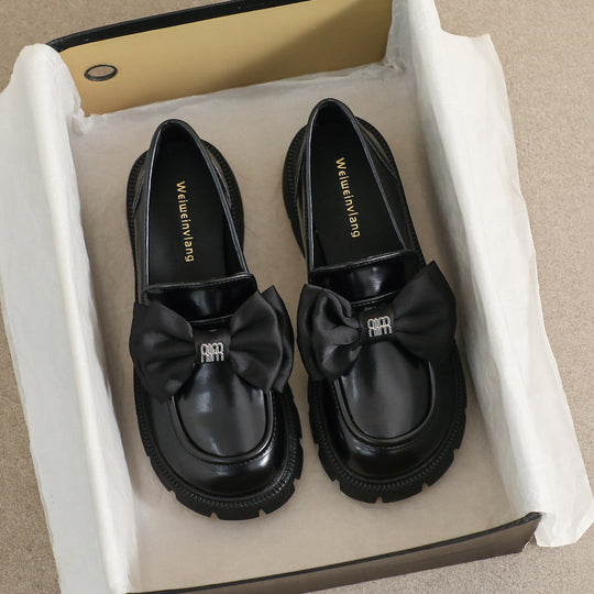 Damen Mokassin-Schuhe mit eleganter Schleifenapplikation und robustem Plateau EB
