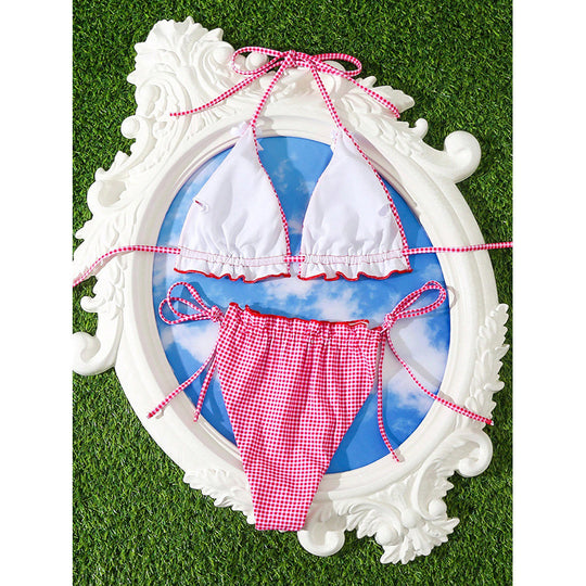 Damen Triangel-Bikini mit gerafftem Design EB
