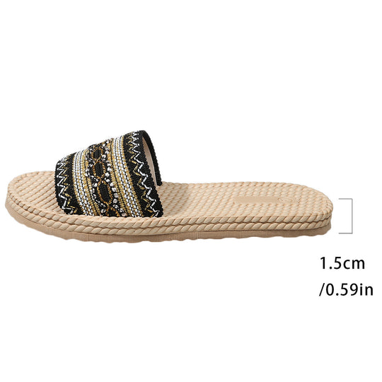 Damen Riemensandalen mit eleganter Blütenapplikation und rutschfester Sohle EB