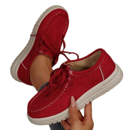 Damen Komfortable Wildleder-Sneakers mit modischem Schnürsystem EB