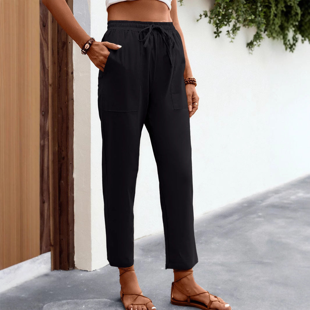 Damen luftige Freizeithose mit praktischen Seitentaschen und elastischem Bund EB