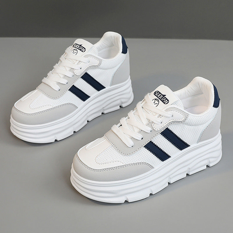 Damen Sportliche Plateau Sneakers mit atmungsaktivem Mesh-Obermaterial und dämpfender Laufsohle EB