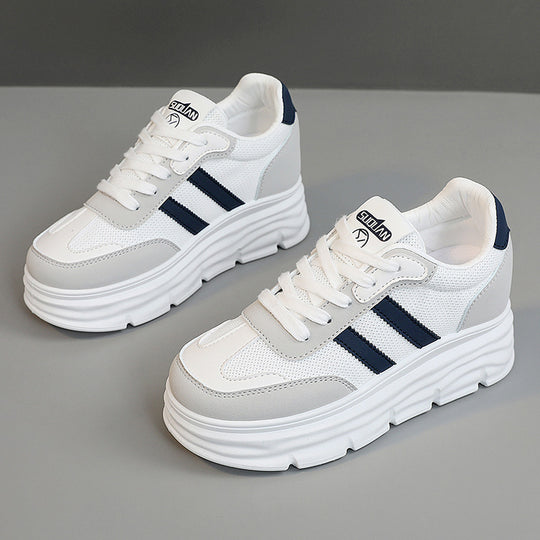 Damen Sportliche Plateau Sneakers mit atmungsaktivem Mesh-Obermaterial und dämpfender Laufsohle EB