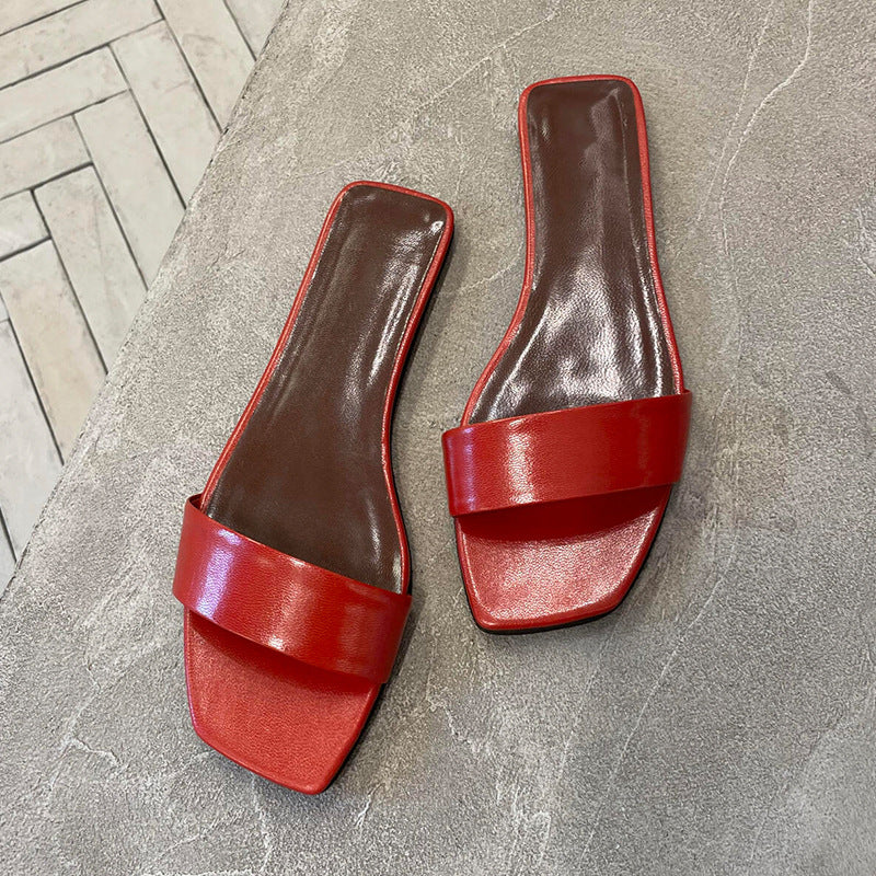 Damen Elegante und flache Sandalen mit breitem Riemendesign EB